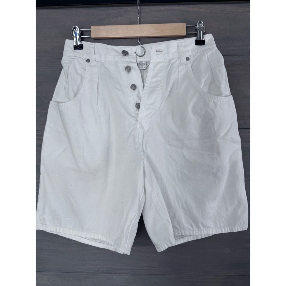 VINTAGE‎ Partners Mervyns Shorts Womens White Chino High Bermuda Ladies Size 8